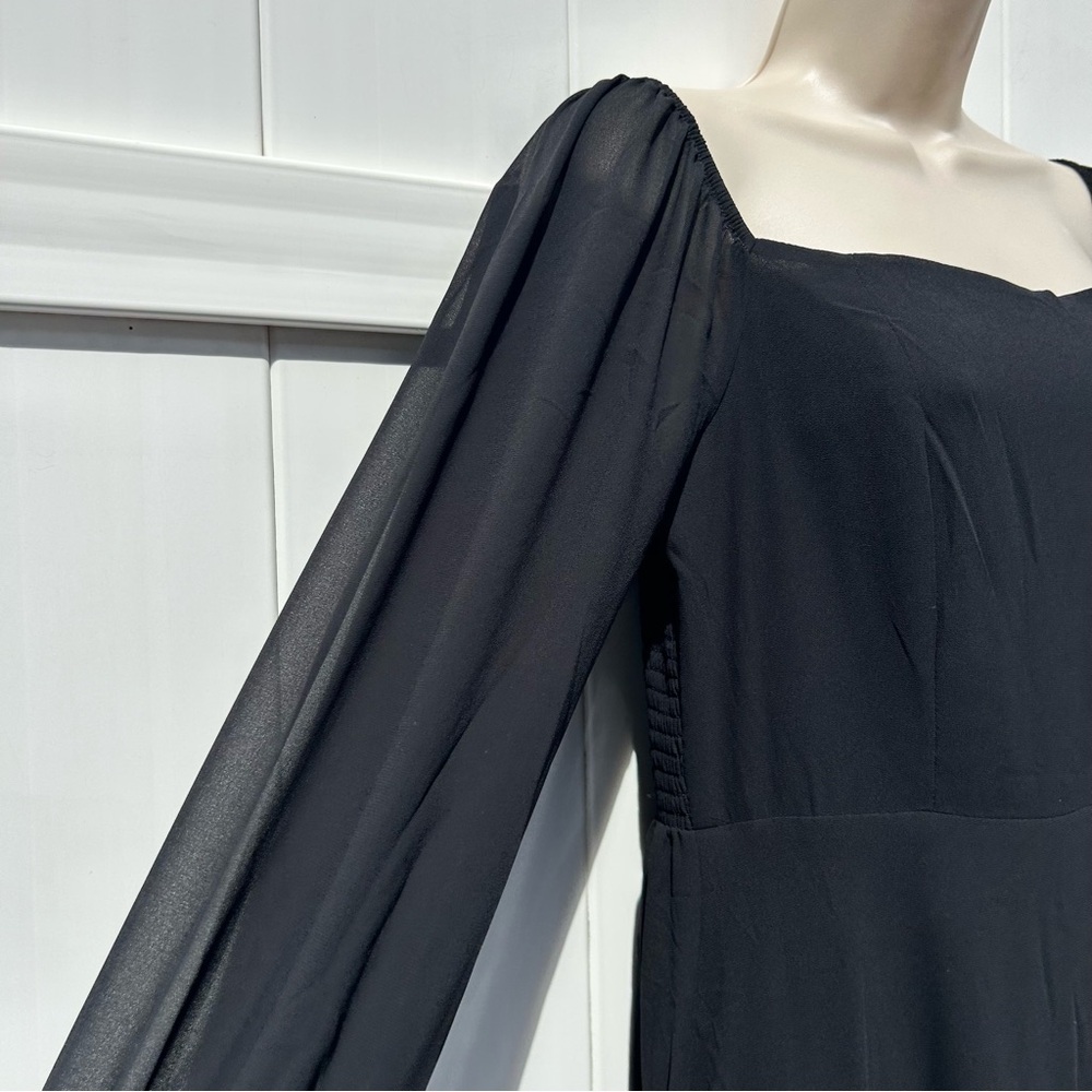 Baltic Born Giselle Maxi Dress Black Chiffon Maxi with Smocked Bodice | Large - Picture 6 of 16